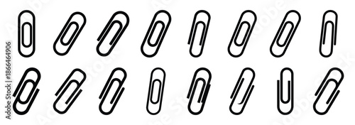 paper clip silhouette icon set