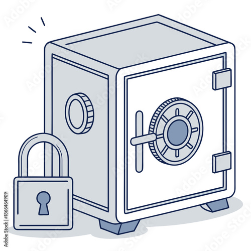 Modern vector illustration of a digital savings vault icon, representing secure online finance and investment.