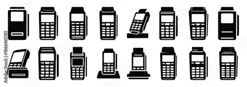 payment terminal silhouette icon set