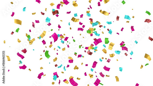 Colorful party confetti burst isolated on transparent background