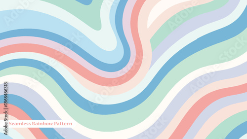 Vibrant seamless rainbow pattern with wavy lines in pastel colors for design and decoration with background and texture and colorful and abstract