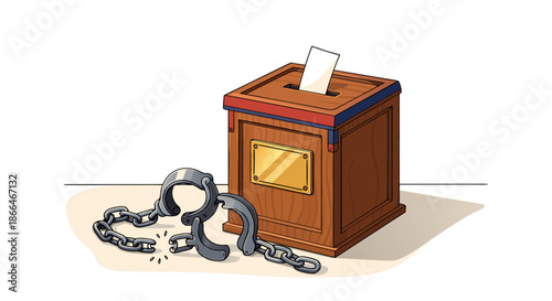 15th Amendment Symbolic Icon Ballot Box and Broken Chains