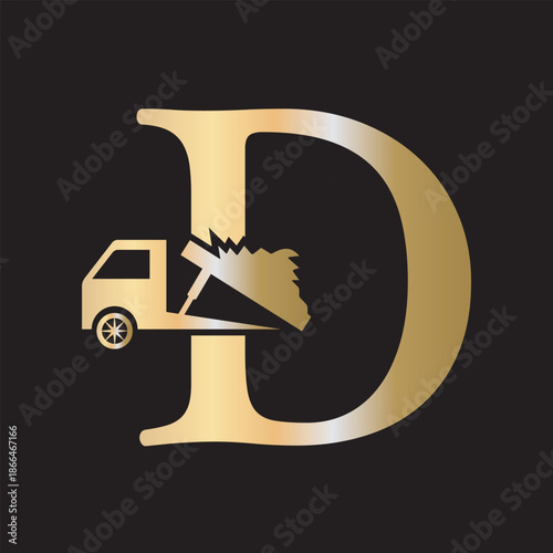 Truck  Logo  combine with letter D vector template