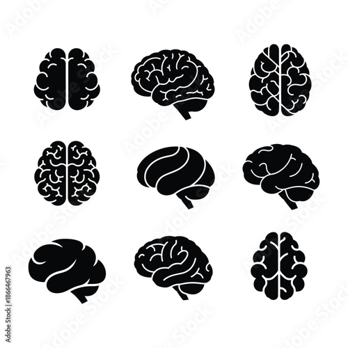 Brain icon silhouette vector illustration