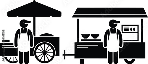 Street food vendors standing beside their carts