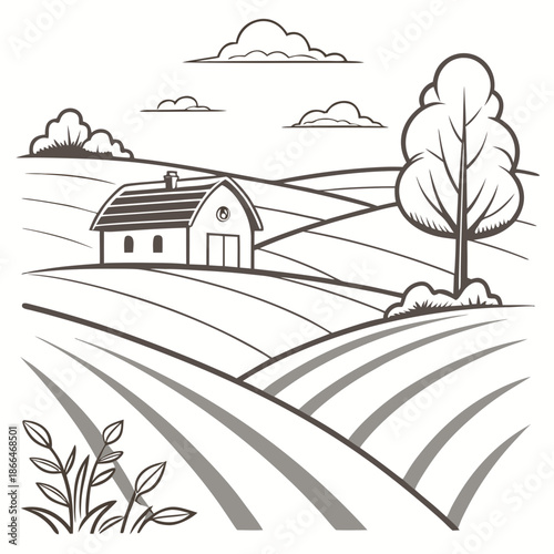 Serene countryside barn