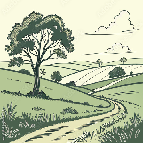 Serene countryside path