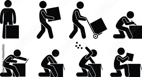 Man lifting heavy box and moving