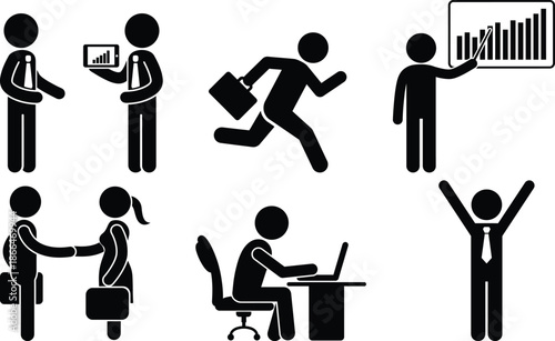 Business professionals engaged in various activities