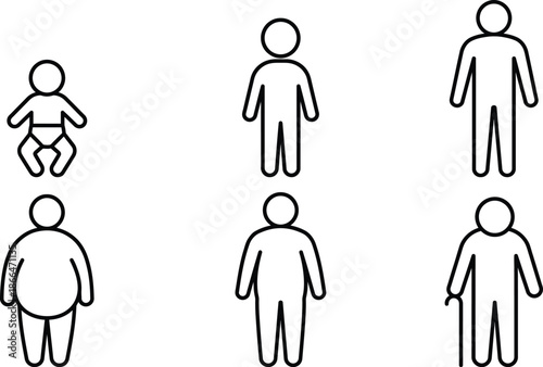 Human life cycle stages from birth to old age