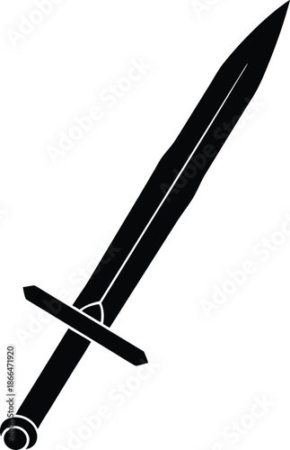 Ceremonial sword silhouette vector art illustration and minimal black and white design