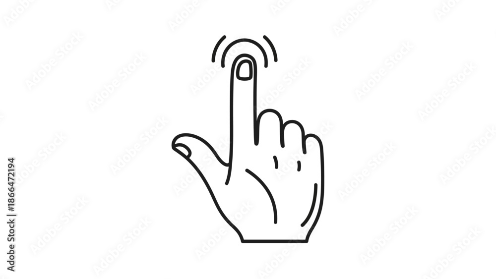 Obraz premium Human finger tapping or pressing for touch screen interaction, isolated white background.
