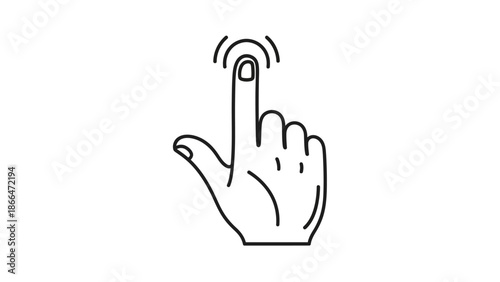 Human finger tapping or pressing for touch screen interaction, isolated white background.