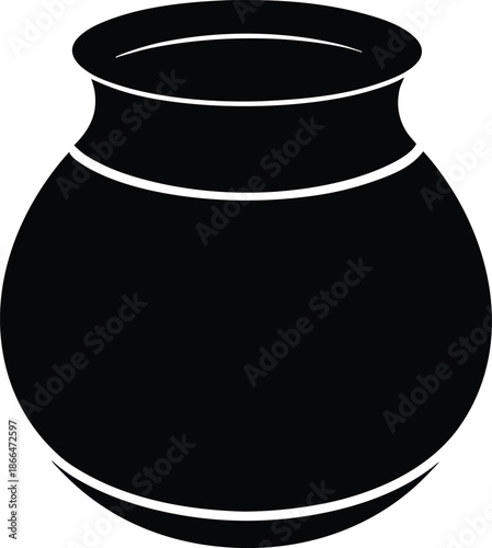 Native American clay pot silhouette vector art illustration and minimal black and white design