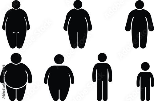 Different body types and sizes of people illustrated
