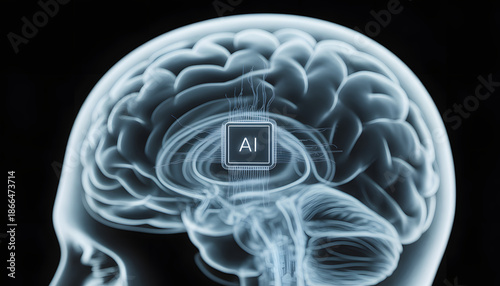 x ray of human brain with artificial-intellegence