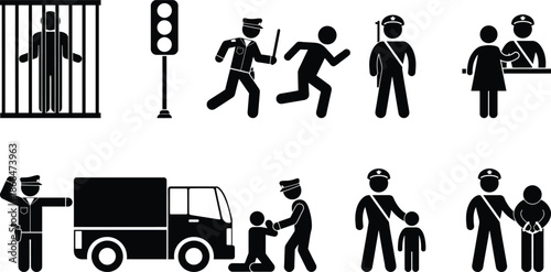 Police arresting criminals and putting them in jail