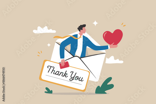 Expressing gratitude and appreciation: a man delivers a thank you message with love