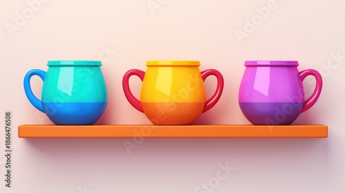 Colorful Mug Display Art
