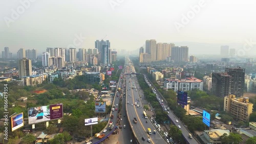 Highway Through Mumbai City with Urban Buildings