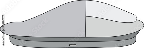 Technical drawing showing the side view of a modern aerodynamic mouse