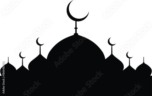 silhouette of mosque in the night, eid mubarak