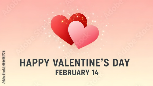 Valentine's Day celebration with hearts and love on a pastel background
