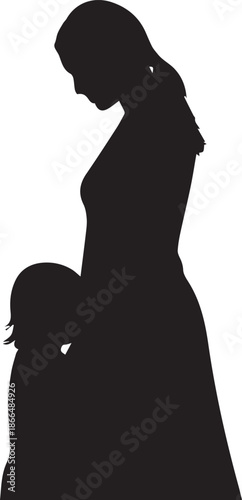 Silhouette of a mother and child