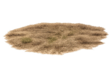 Dry grass island on transparent background showing arid land patch with straw texture for desert landscape