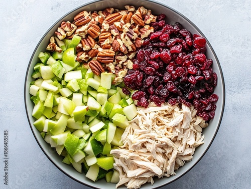 Chopped Salad with Chicken, Apples, Pecans, and Dried Cranberries