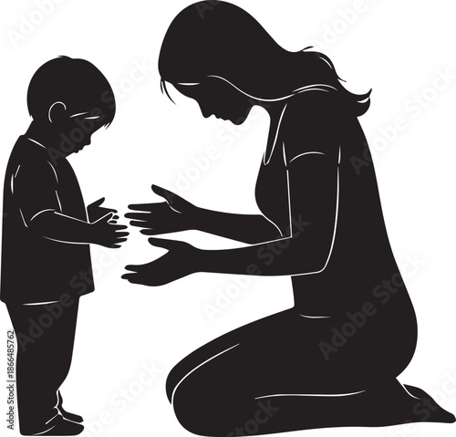 Mother teaching child