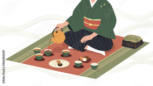 Japanese Tea Ceremony Illustration Depicting Tradition And Tranquility