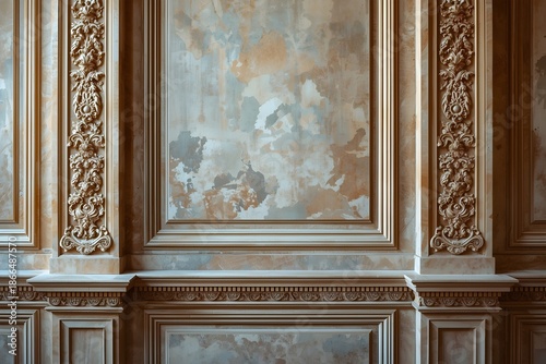 White wall panels in classical style with gilding