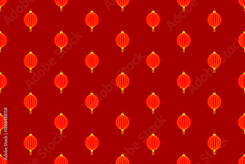 Chinese Lamp Pattern Seamless Background. Traditional Lantern Decorative. Vector Illustration