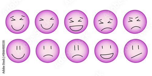 Funny Characters Face Bundle. Simple Childish cartoon Face Expression Icon Collection. Childish Decoration Set.