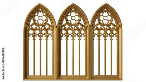 Three Gothic Arch Windows with Ornate Designs
