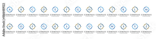 collection of initial letter A to Z compass logo design vector template icon