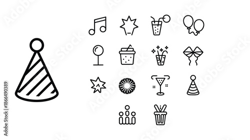 Party Celebration Line Icon Set