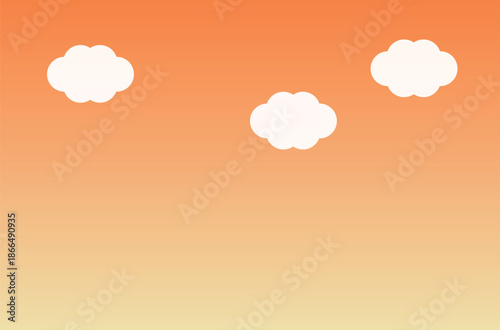 夕方の空と雲のシンプルな背景イラスト