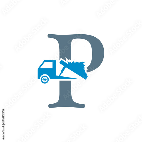 Truck  Logo  combine with letter P vector template