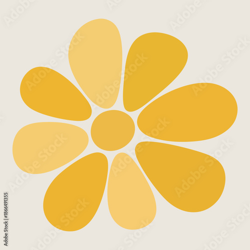 Abstract flower with chunky petals in warm yellow tones