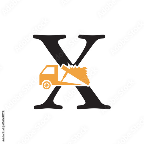Truck  Logo  combine with letter X vector template