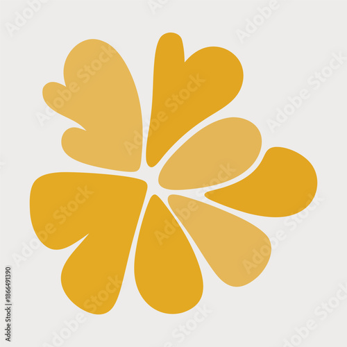 Floral illustration with chunky petals, warm yellow tone