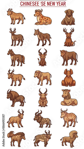 Collection of various camel poses and expressions in a grid arrangement.