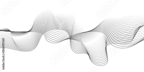 A dynamic abstract background with flowing black and white lines. Abstract wave design with flowing lines on white background. Abstract modern background wavy lines.