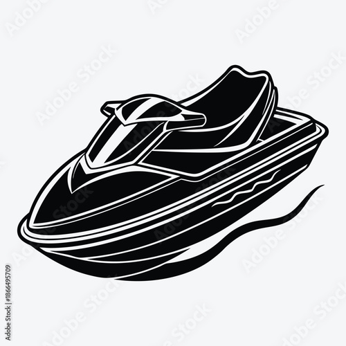 Jet Ski line art White background illustration Generative Ai