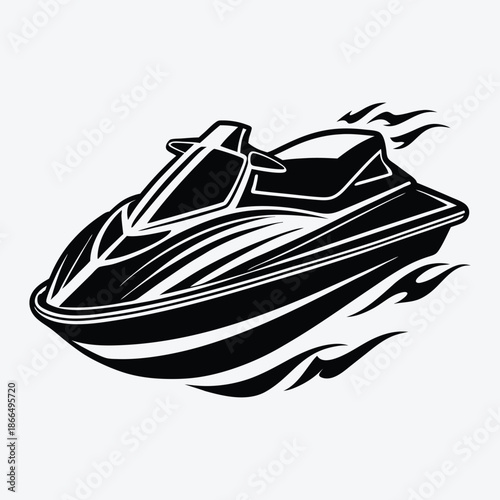 Jet Ski line art White background illustration Generative Ai