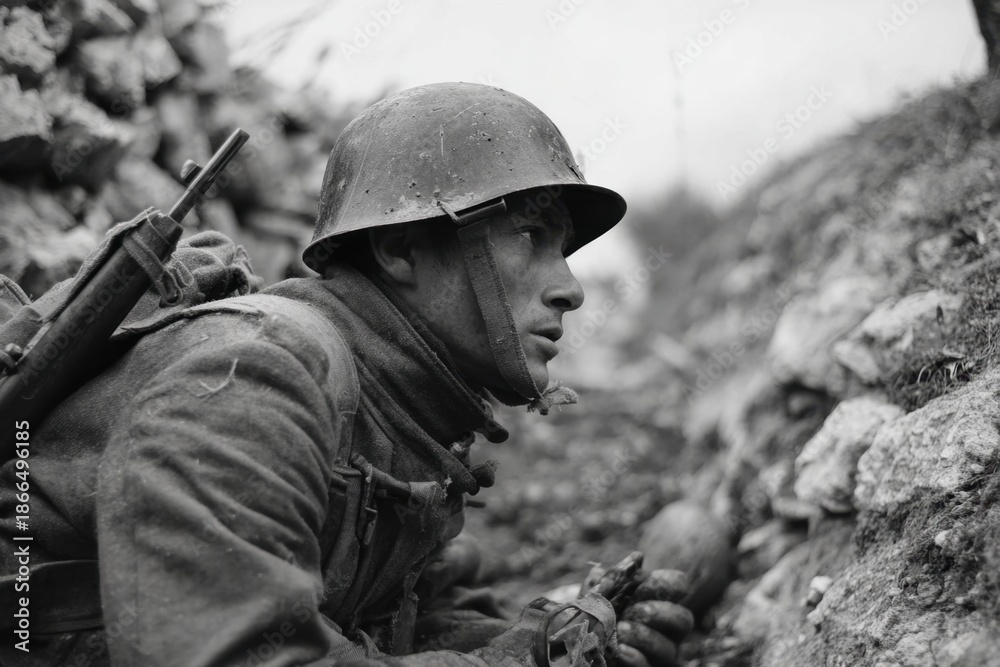 Fototapeta premium Portrait of World War II soldier.