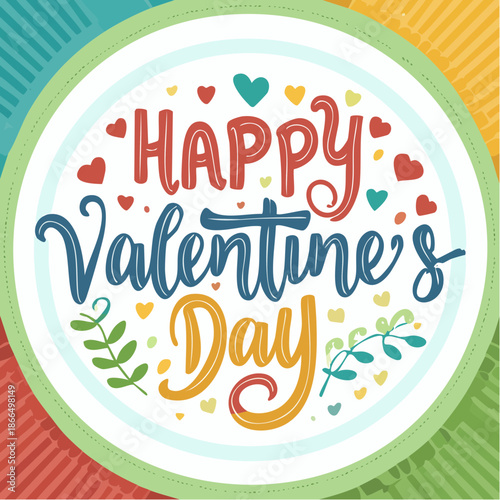 Happy Valentine's Day colorful heart design for love and romance