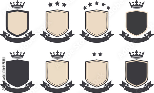 Elegant crest and crown icons for luxury branding